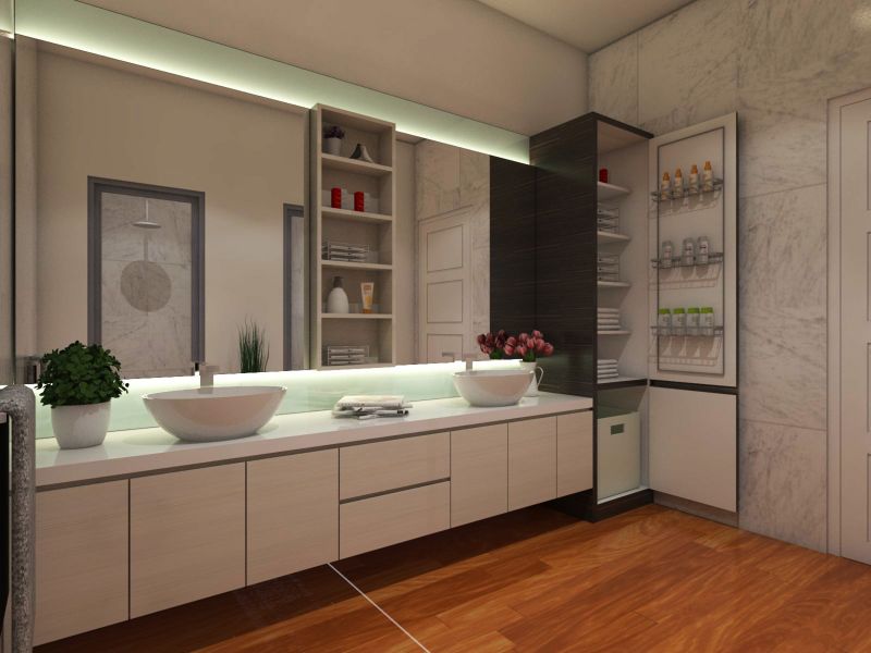 Mirrored Walls and Cabinets
